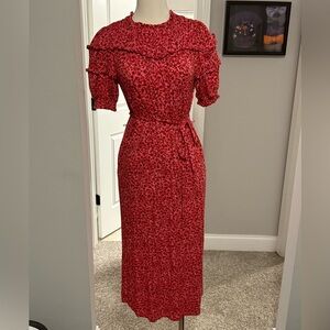 Boden Pink Floral Midi Dress